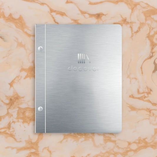 Metalen menukaart boekschroef A5 staand